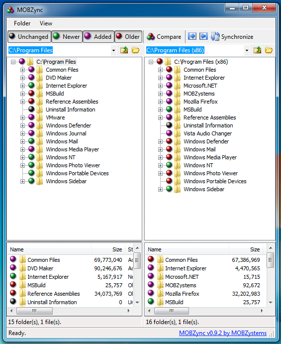 compare folders windows vista